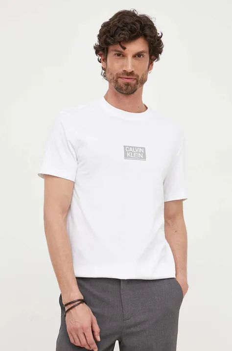 Calvin Klein t-shirt bawełniany kolor biały z nadrukiem