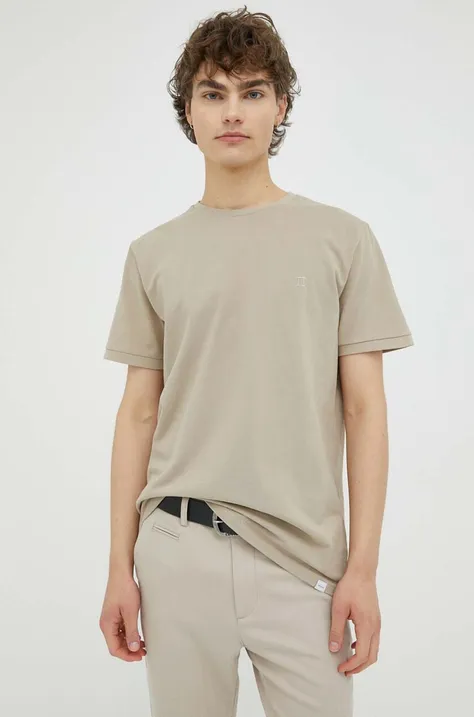 Les Deux t-shirt bawełniany kolor beżowy gładki LDM101007