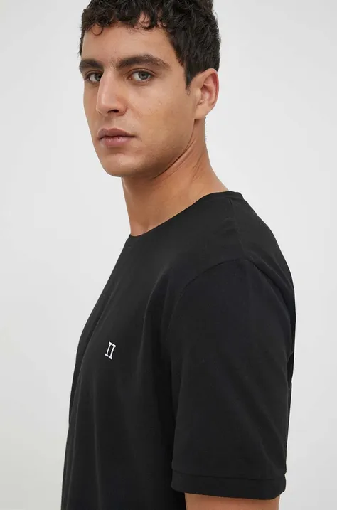 Les Deux t-shirt bawełniany kolor czarny gładki LDM101007