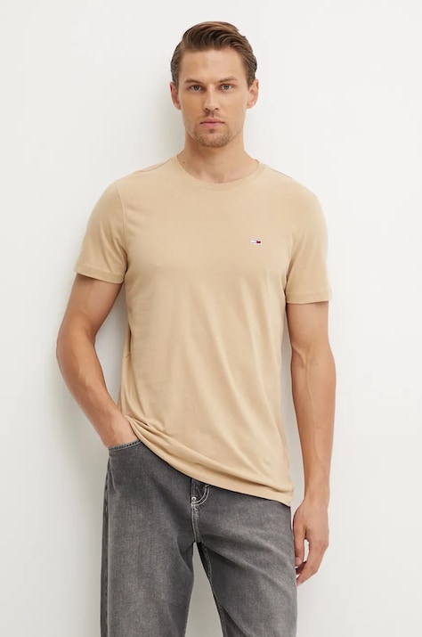 Pamučna majica Tommy Jeans 2-pack boja: smeđa, s aplikacijom