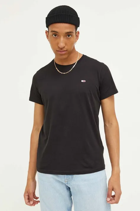 Tommy Jeans t-shirt bawełniany 2-pack kolor czarny z aplikacją