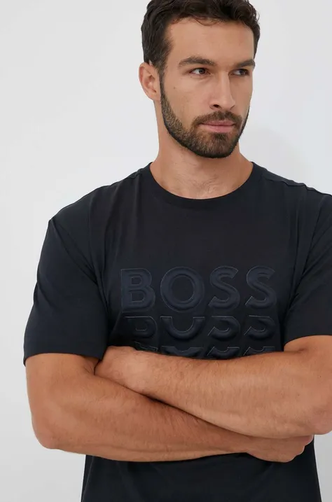 Хлопковая футболка Boss Green BOSS GREEN цвет серый с аппликацией