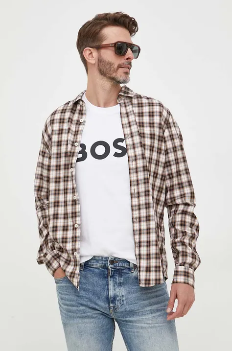 Хлопковая футболка BOSS цвет белый с принтом