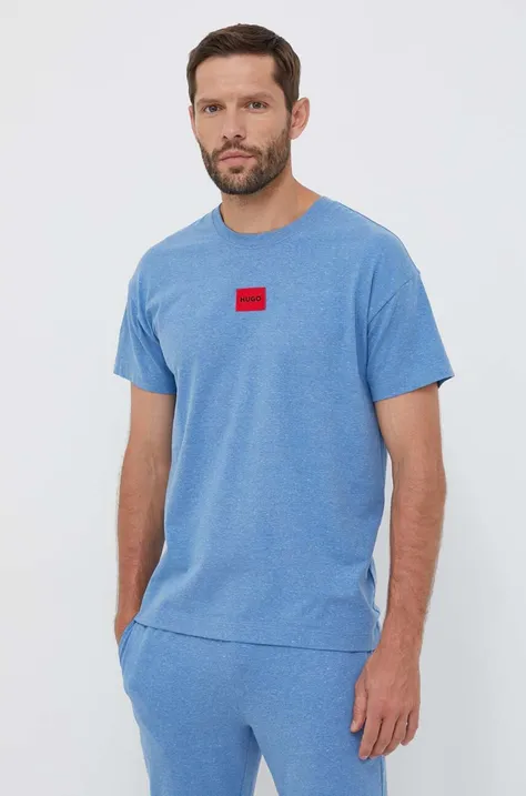 HUGO t-shirt piżamowy męski kolor niebieski gładka