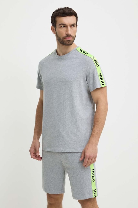 HUGO tricou lounge culoarea gri, cu imprimeu 50504270