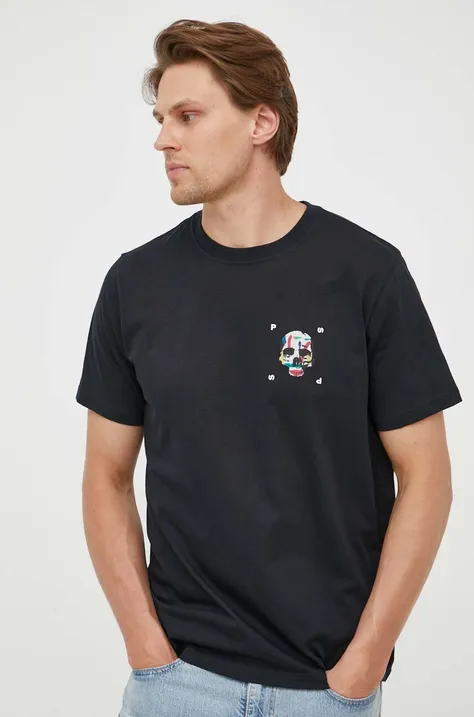 Bavlnené tričko PS Paul Smith tmavomodrá farba, jednofarebné