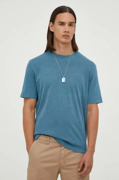 PS Paul Smith t-shirt bawełniany kolor niebieski z aplikacją