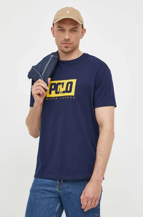 Polo Ralph Lauren t-shirt bawełniany kolor granatowy z nadrukiem