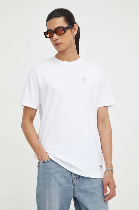 Bavlnené tričko Mercer Amsterdam biela farba, jednofarebný