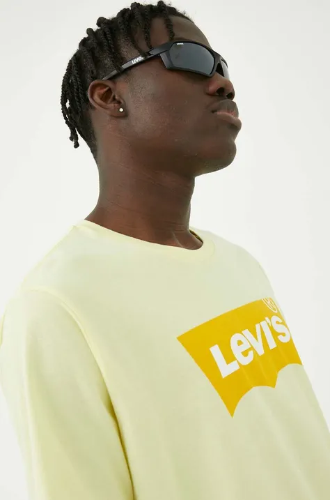 Levi's t-shirt bawełniany kolor żółty z nadrukiem