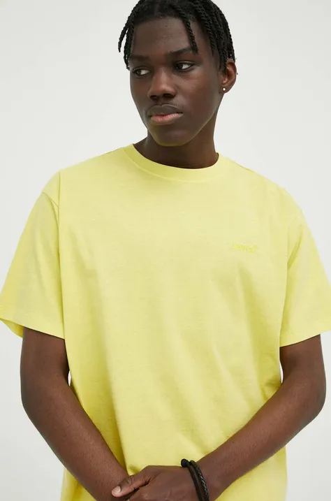 Levi's tricou din bumbac culoarea galben, neted