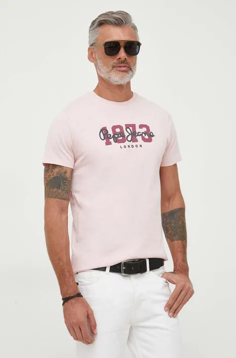 Pepe Jeans t-shirt bawełniany Wolf kolor różowy z nadrukiem