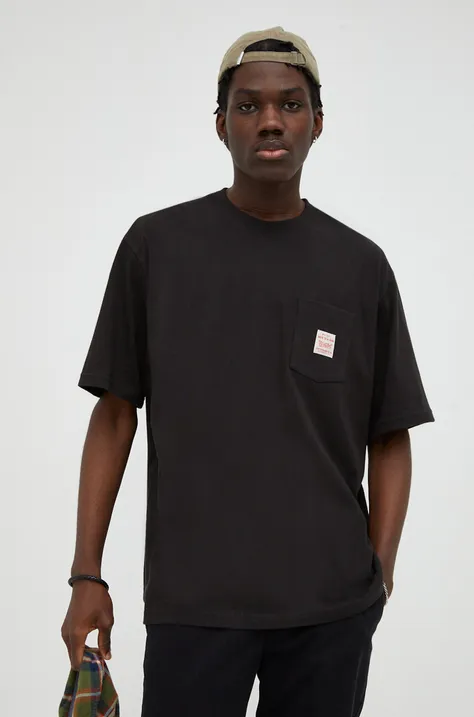 Levi's t-shirt bawełniany kolor czarny gładki