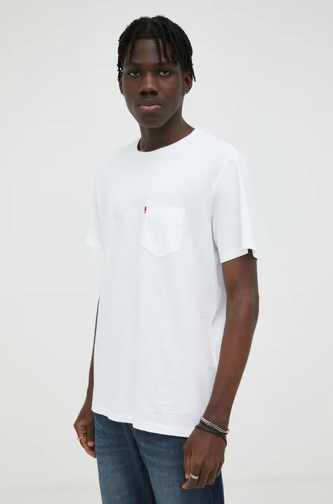 Памучна тениска Levi's в бяло с изчистен дизайн