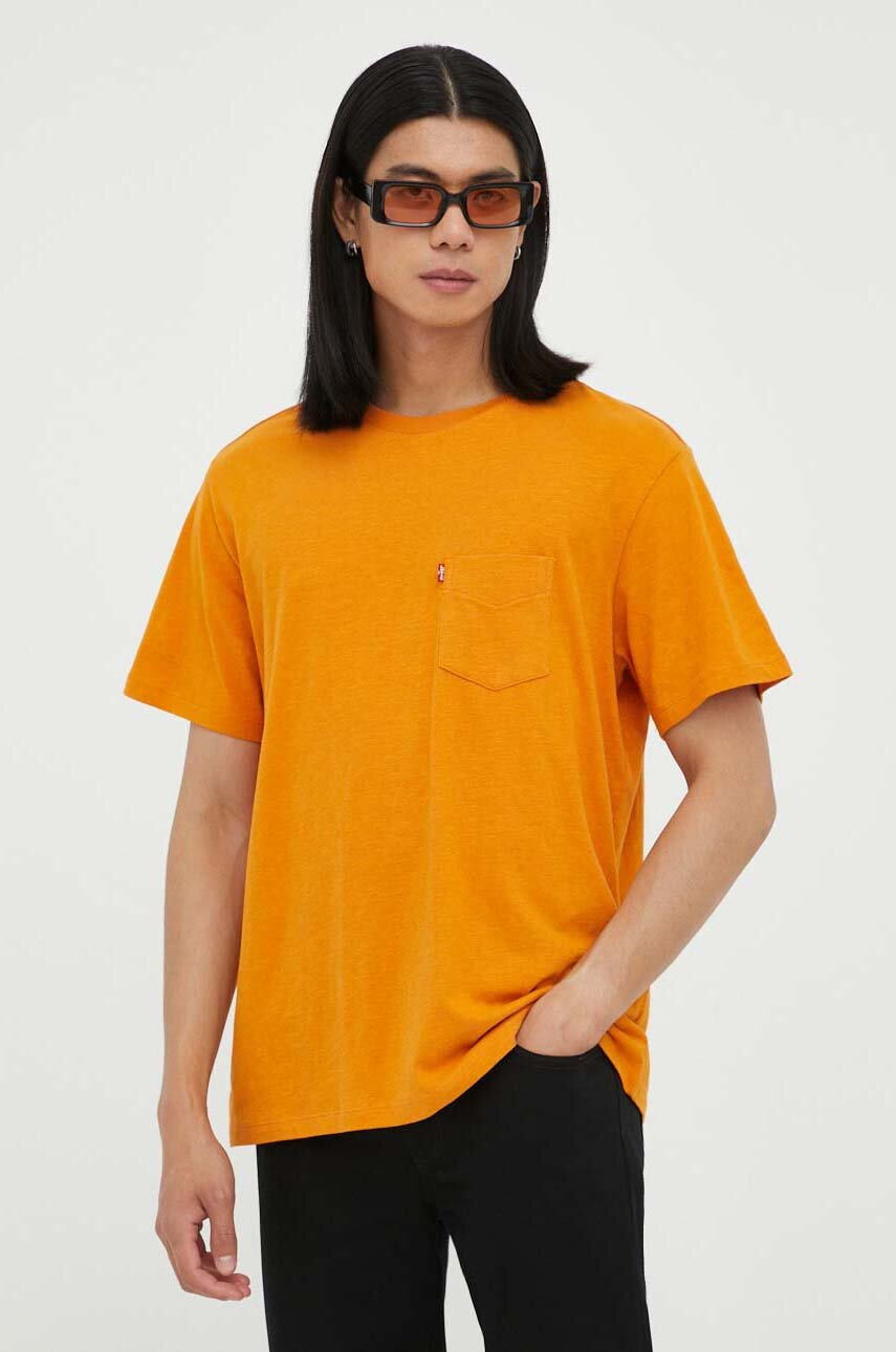 Levi's t-shirt bawełniany kolor pomarańczowy gładki