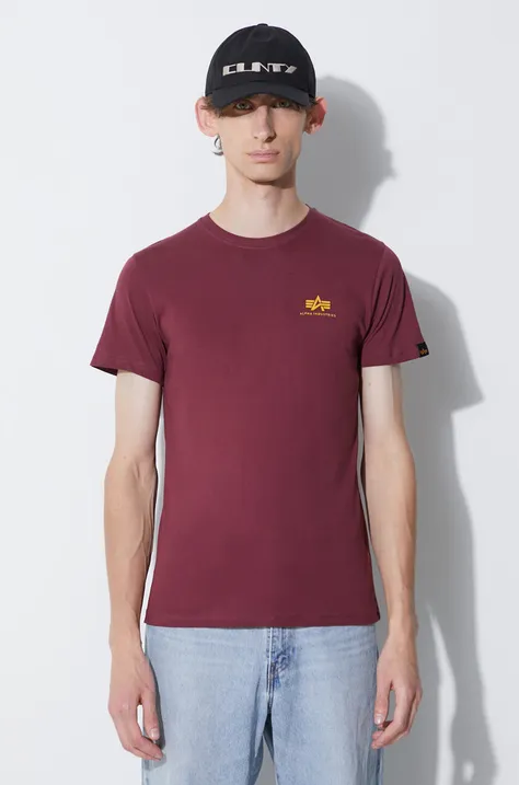 Bavlnené tričko Alpha Industries 188505.184-Burgundy, bordová farba, s potlačou