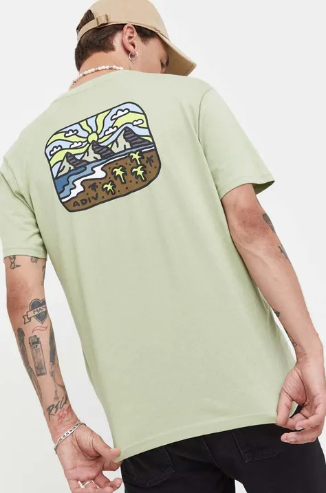 Bombažna kratka majica Billabong zelena barva
