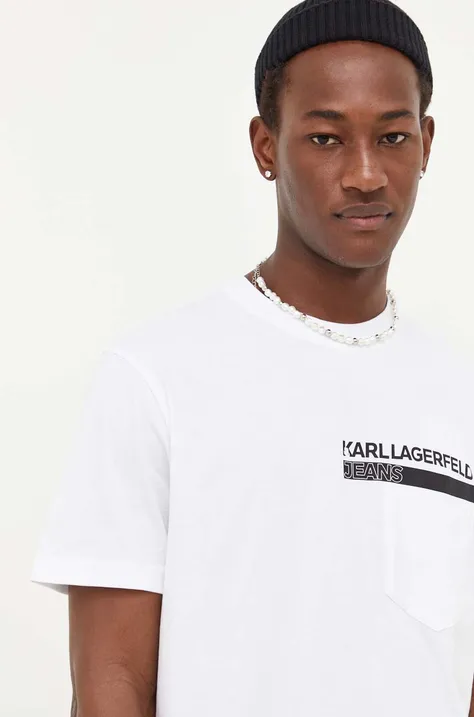 Karl Lagerfeld Jeans t-shirt bawełniany kolor biały z nadrukiem