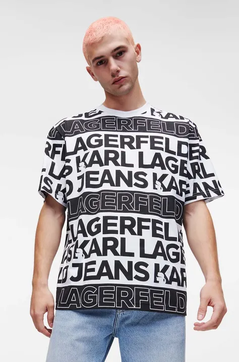 Karl Lagerfeld Jeans t-shirt bawełniany kolor czarny wzorzysty