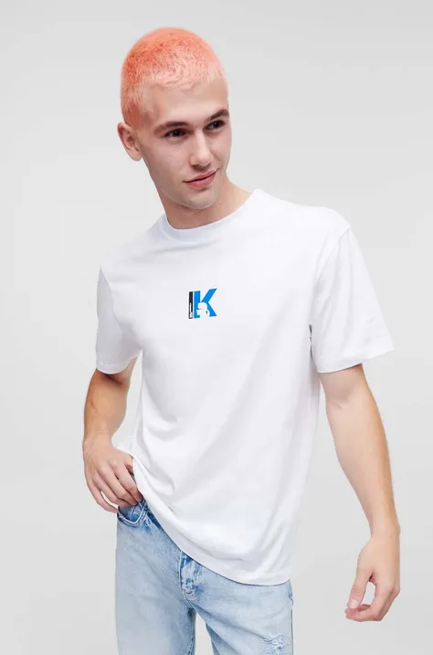 Βαμβακερό μπλουζάκι Karl Lagerfeld Jeans χρώμα: άσπρο