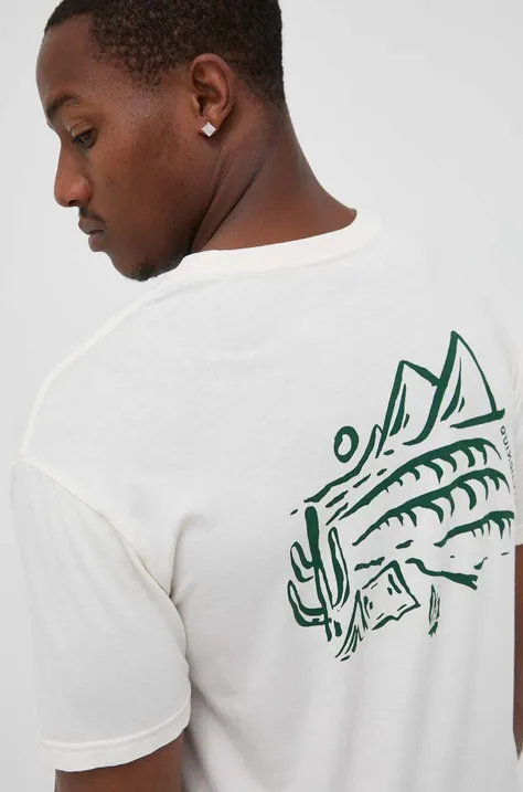 Quiksilver t-shirt bawełniany kolor beżowy z nadrukiem