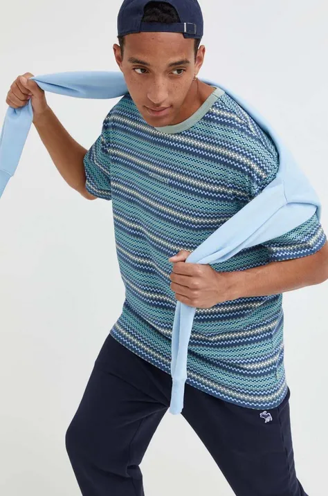 Quiksilver t-shirt bawełniany kolor niebieski wzorzysty