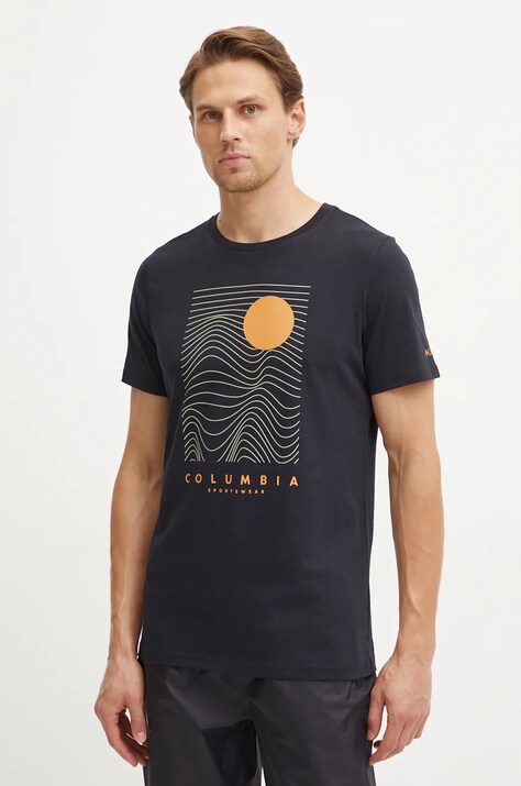 Columbia tricou din bumbac CSC Seasonal Logo barbati, culoarea negru, cu imprimeu, 1991036