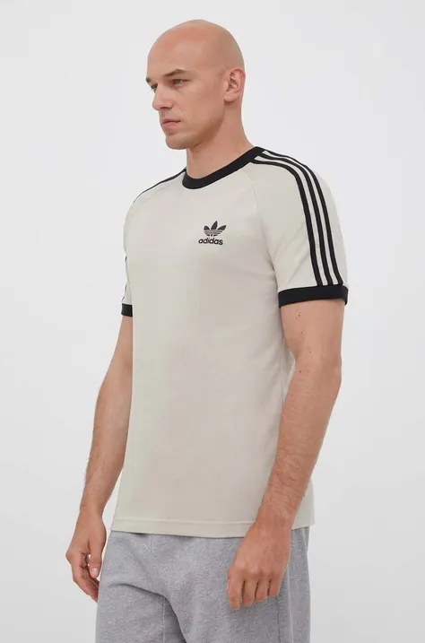 Bombažna kratka majica adidas Originals bež barva