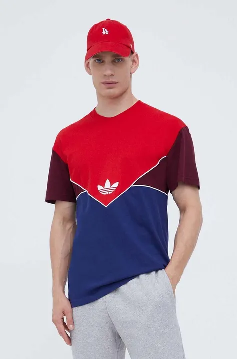 Bombažna kratka majica adidas Originals rdeča barva