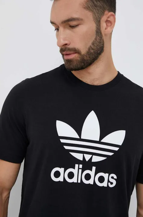Бавовняна футболка adidas Originals колір чорний з принтом