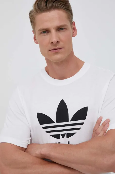 Bombažna kratka majica adidas Originals moški, bela barva