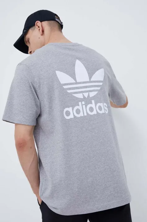 Bombažna kratka majica adidas Originals siva barva
