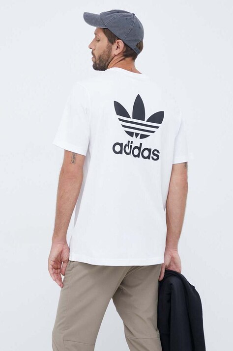 adidas Originals tricou din bumbac Classics Back+Front Trefoil culoarea alb, cu imprimeu IM4513