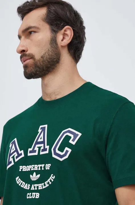 Pamučna majica adidas Originals za muškarce, boja: zelena, s tiskom