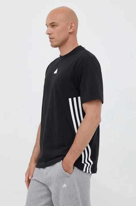 adidas pamut póló fekete, nyomott mintás