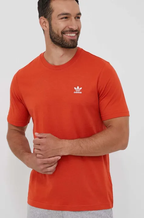 Bombažna kratka majica adidas Originals oranžna barva