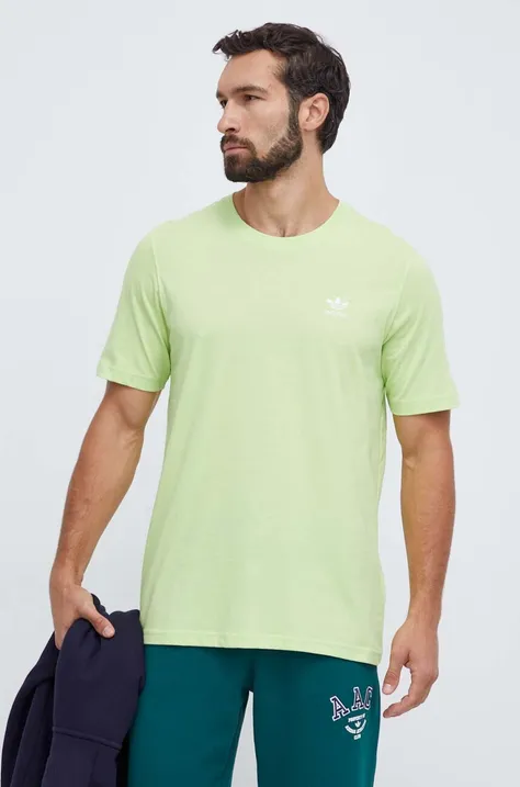 Bombažna kratka majica adidas Originals moški, zelena barva