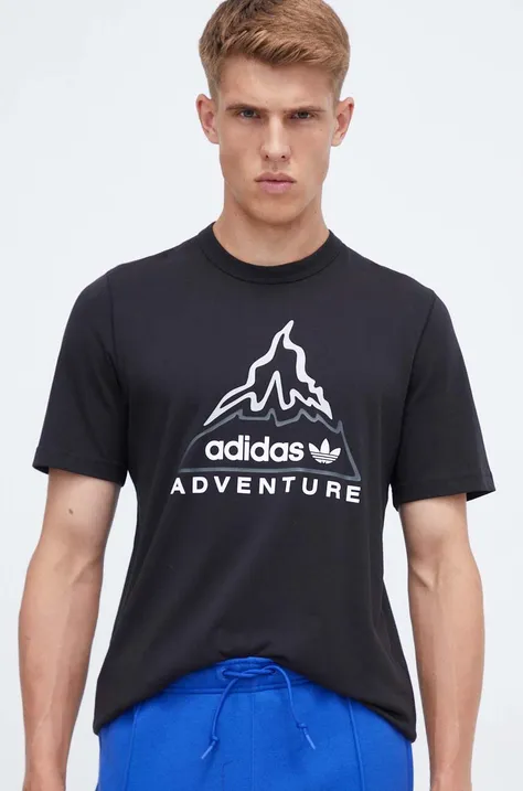 Bavlnené tričko adidas Originals ADV VOLCANO čierna farba, s potlačou