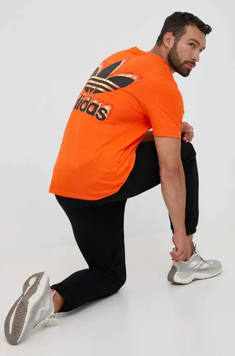 Tričko adidas Originals pánske, oranžová farba, s potlačou