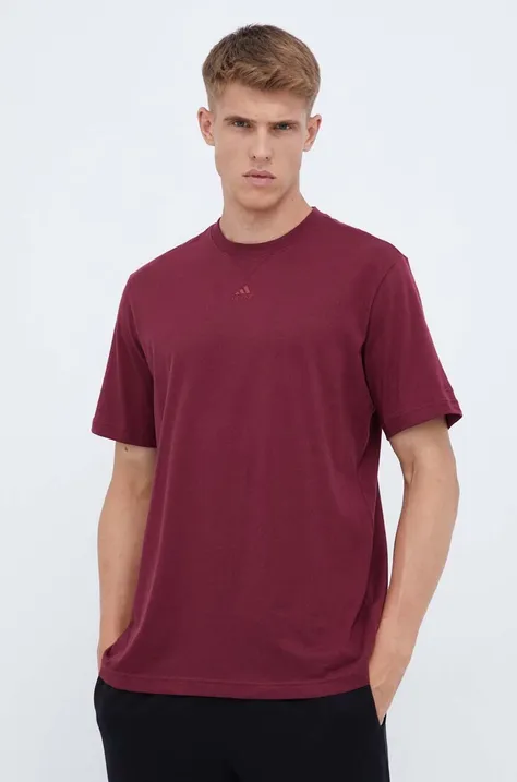adidas t-shirt bawełniany kolor bordowy gładki