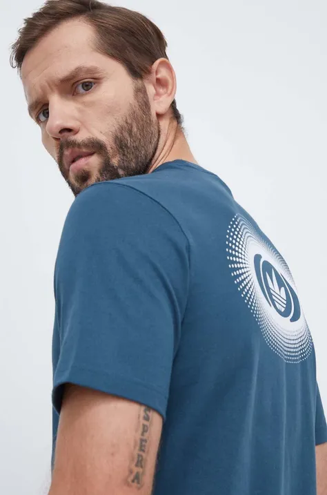 adidas Originals pamut póló türkiz, férfi, nyomott mintás