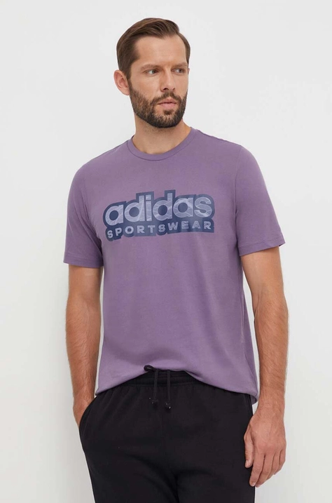 adidas t-shirt bawełniany męski kolor fioletowy z nadrukiem