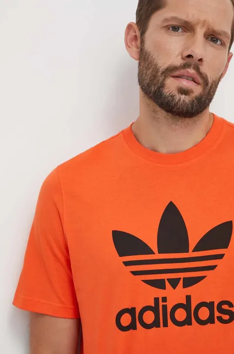 Βαμβακερό μπλουζάκι adidas Originals ανδρικά, χρώμα: πορτοκαλί