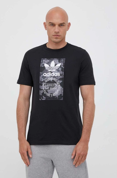 adidas Originals t-shirt bawełniany kolor czarny z nadrukiem