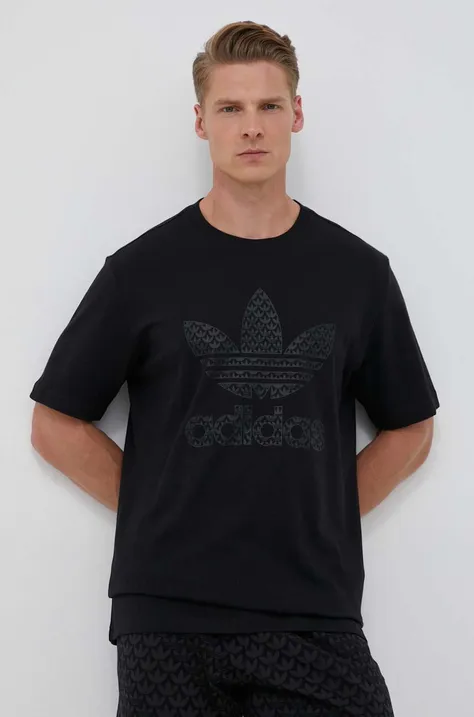 Bombažna kratka majica adidas Originals črna barva