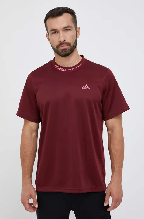 adidas t-shirt męski kolor bordowy z aplikacją