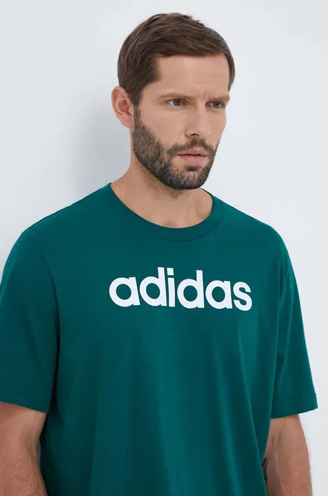 Бавовняна футболка adidas колір зелений з принтом