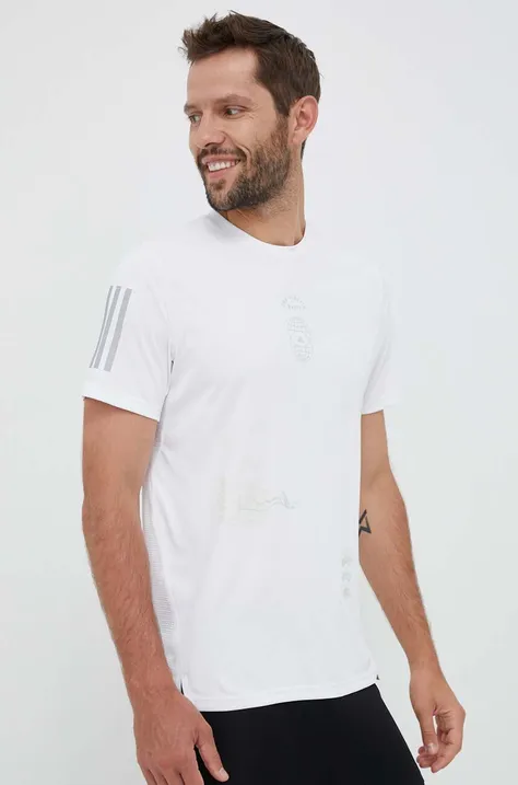 Бігова футболка adidas Performance Run for the Oceans колір білий з принтом