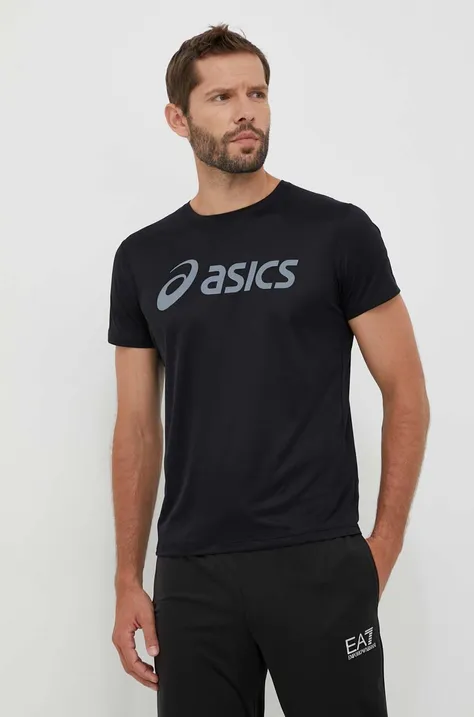 Asics t-shirt do biegania kolor czarny z nadrukiem