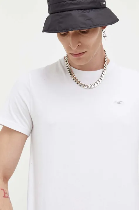 Hollister Co. t-shirt bawełniany kolor biały gładki